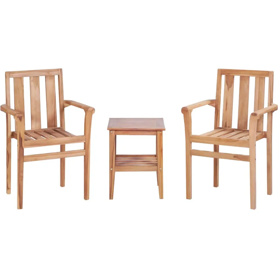 vidaXL 3-delige Bistroset massief teakhout bruin, foto 2