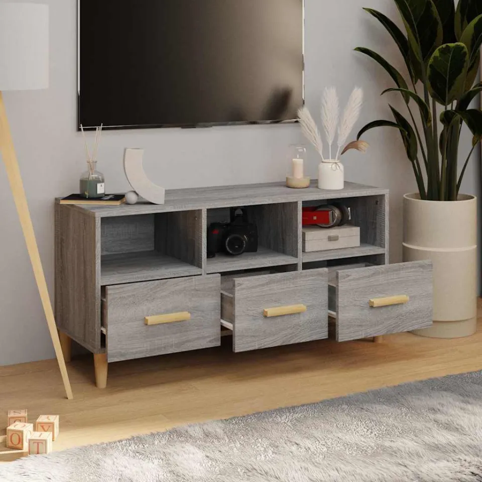 vidaXL Tv-meubel 102x36x50 cm bewerkt hout grijs sonoma eikenkleurig, foto 3