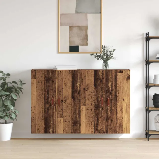 vidaXL Wandkast 2 st Oudhout 69,5 x 34 x 90 cm Bewerkt hout Bruin