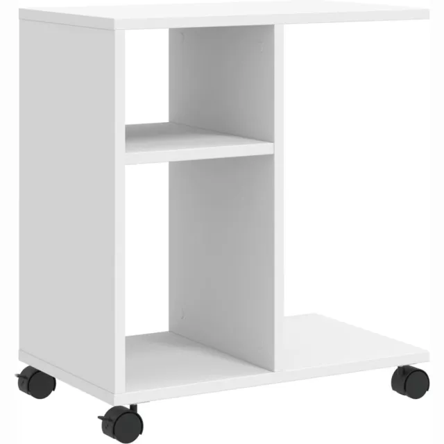 vidaXL Bijzettafel - met - wieltjes - 50x30x55 - bewerkt - hout - wit
