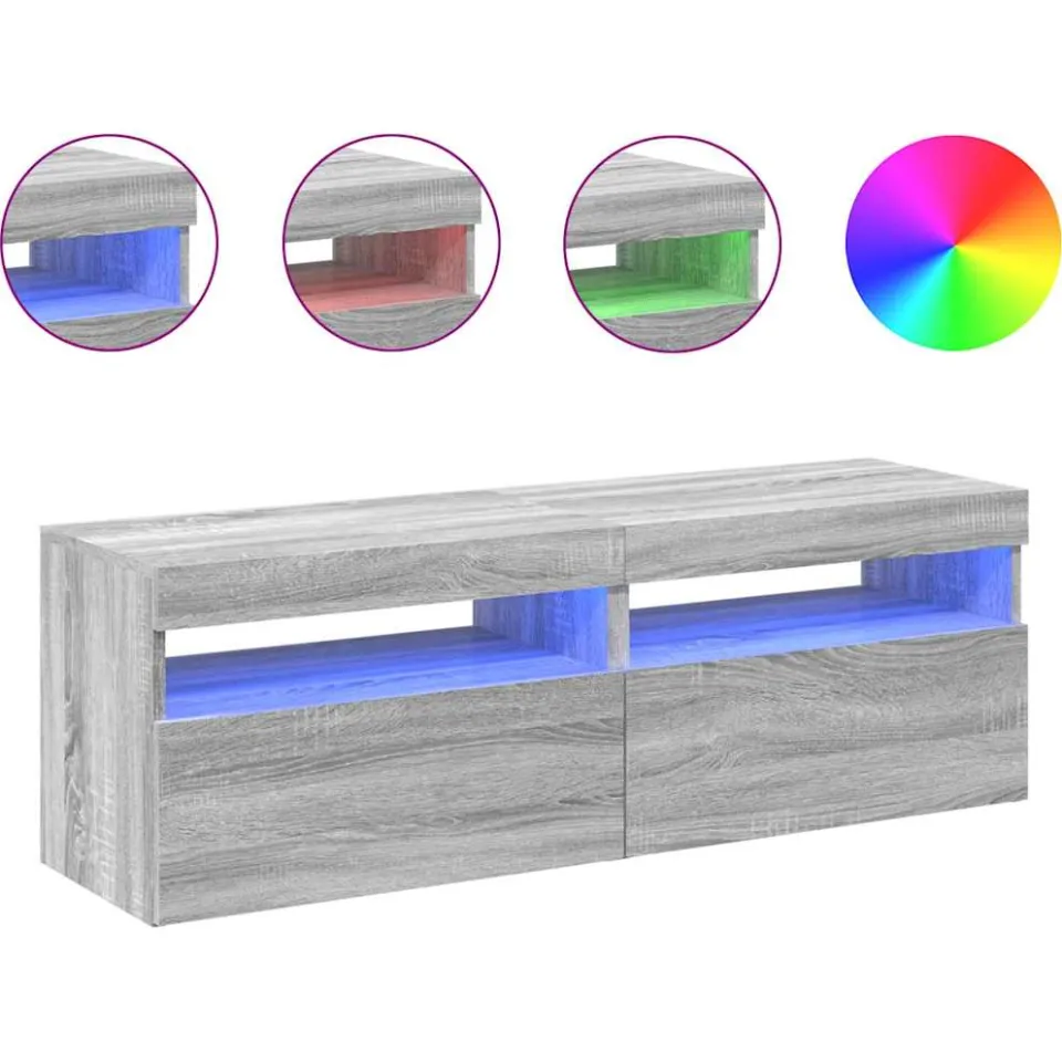 vidaXL Tv-meubels 2 st met LED-verlichting 60x35x40 cm grijs sonoma, foto 3