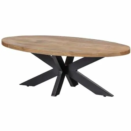 Mangohouten salontafel Max naturel ovaal met matrixpoot
