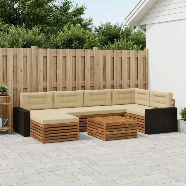 vidaXL Buiten bankenset 7 st 6-zits Natuurlijk en Beige