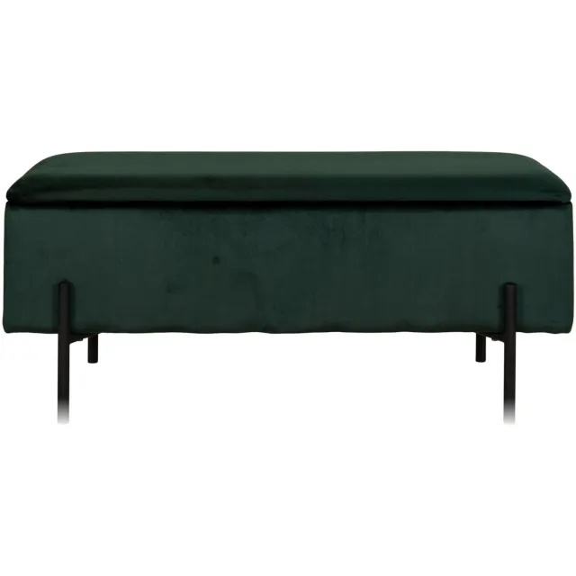 QUVIO Fluwelen Bankje met Opbergruimte - Groen - 95x36,5x46 cm Zwart
