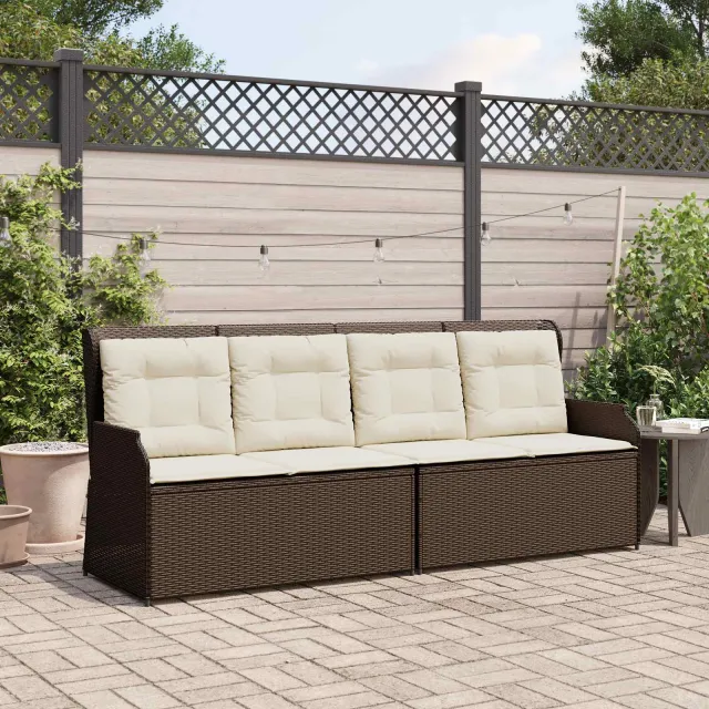 vidaXL Tuinbank 2-zits Bruin en Crème Wit poly rattan, foto 2
