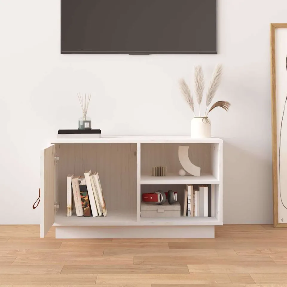 vidaXL Tv-meubel 70x34x40 cm massief grenenhout wit, foto 3