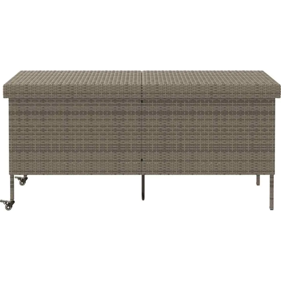 vidaXL Tuinbox met wielen 160x55x75 cm poly rattan grijs, foto 2