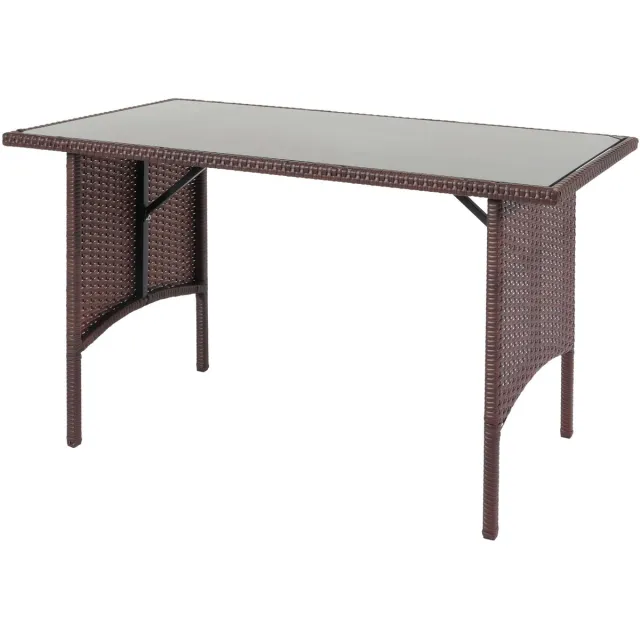 MCW Polyrotan eettafel MCW-G16, eettafel tuintafel tafel, horeca 112x60cm ~ bruin