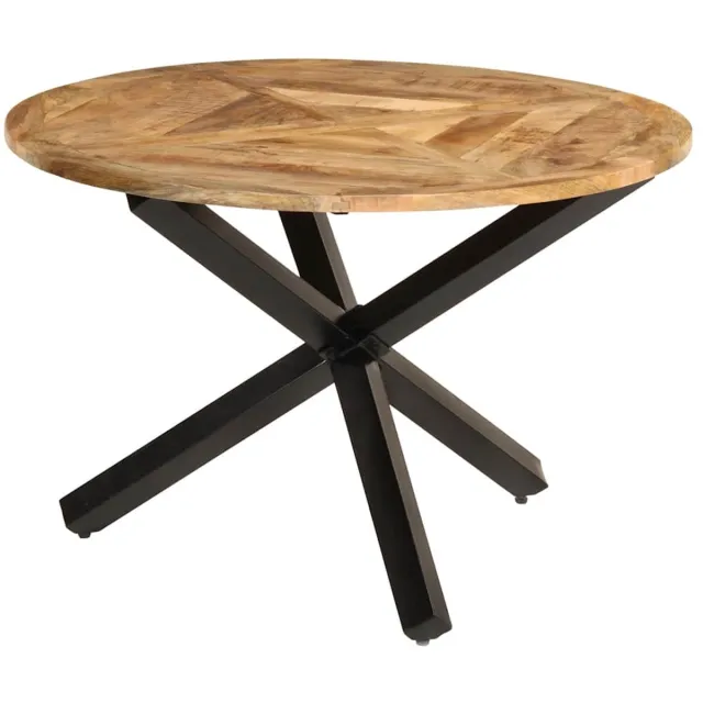vidaXL Eettafel - Ø110x76 - cm - massief - ruw - mangohout Bruin