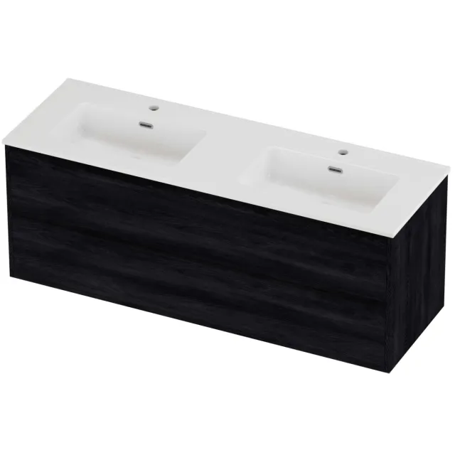 Proline Tribute Badmeubelset Porselein Elegant Greeploos 140x46x54 cm Glans Wit Black Oak Eiken