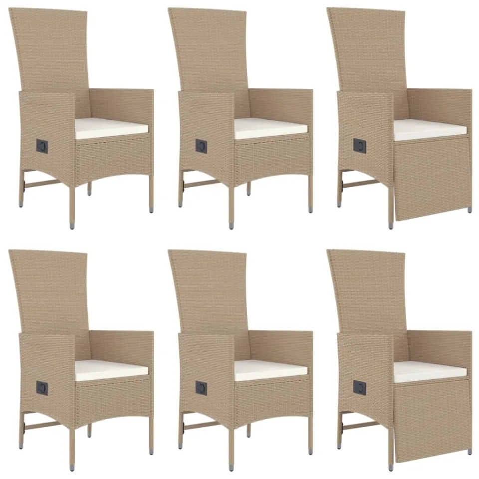 vidaXL 7-delige Tuinset met kussens poly rattan beige, foto 3