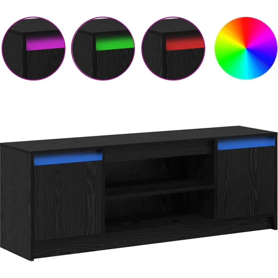 vidaXL TV Eenheden 139,5 x 34 x 50 cm Zwart Bewerkt hout, foto 4