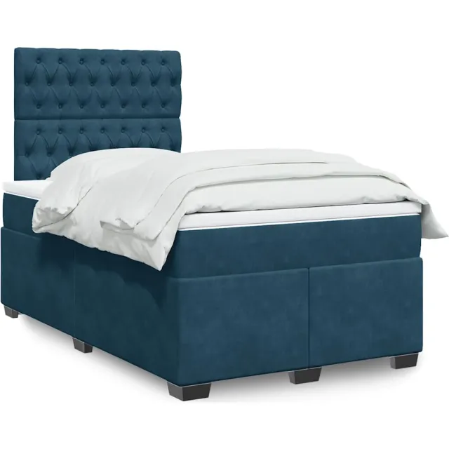 vidaXL Boxspring met matras fluweel blauw 120x200 cm