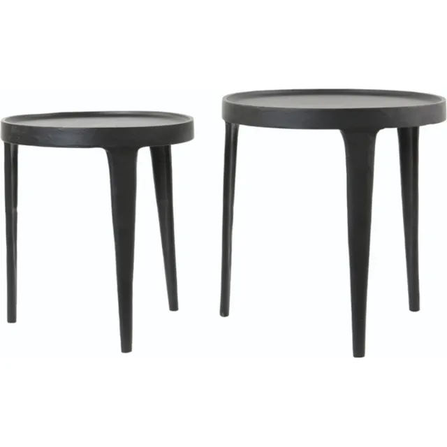 Light & Living Bijzettafel Tobias - Zwart - Ø43+Ø37cm - Modern