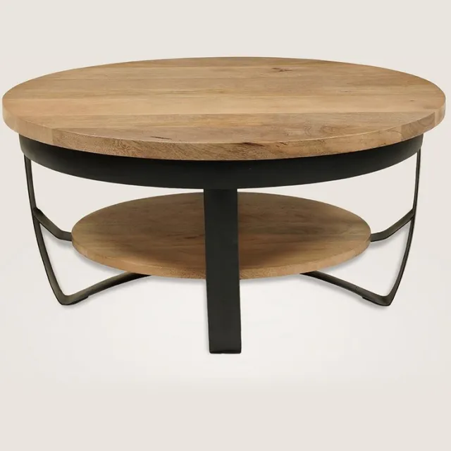 Niva Home Salontafel 90 cm Mangohout – Rond – Landelijk Naturel