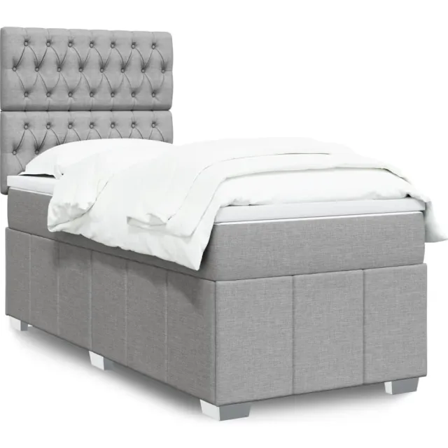vidaXL Boxspring met matras stof lichtgrijs 100x200 cm grijs