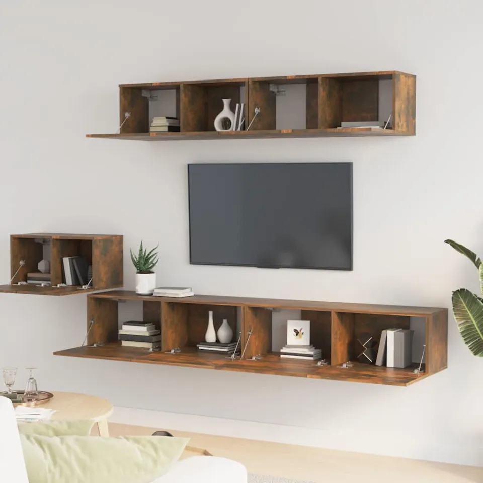 vidaXL 5-delige Tv-meubelset bewerkt hout gerookt eikenkleurig, foto 3