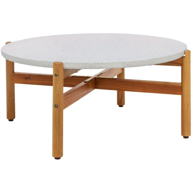 House Nordic Salontafel Naturel/Wit - Acaciahout & Steen - 84,5x84,5x38,5 cm - Salontafel Terracina - House Nordic