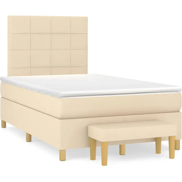 vidaXL Boxspring met matras stof crèmekleurig 120x190 cm