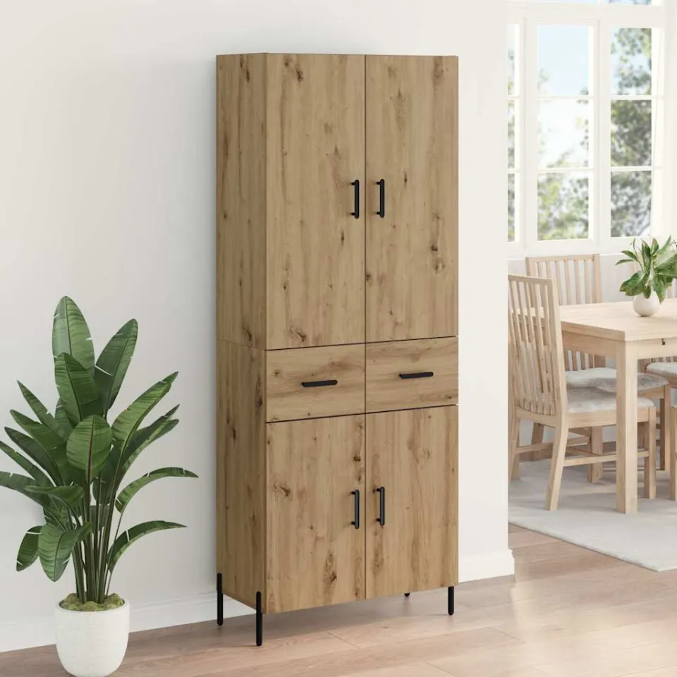 vidaXL Highboard Artisan Eiken 69,5 x 34 x 180 cm Bewerkt hout, foto 4