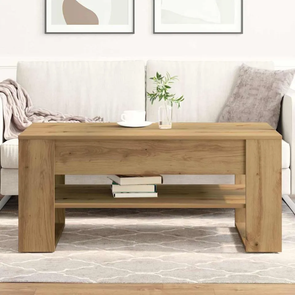 vidaXL Salontafel Artisan Eiken 102 x 55 x 45 cm Bewerkt hout, foto 4