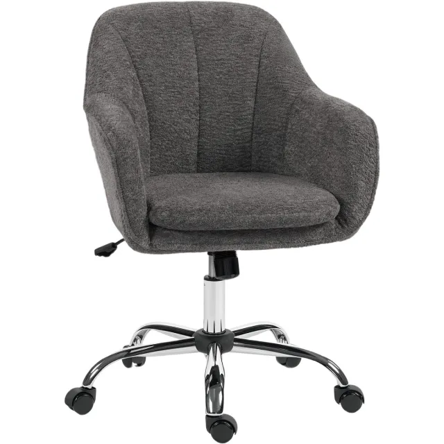 Hoohohoo Bureaustoel-Ergonomische bureaustoel-bureaustoelen voor volwassenen-Dubbel gelaagd zitkussen-360 graden draaibaar-'snow'-flanellen-Grijs