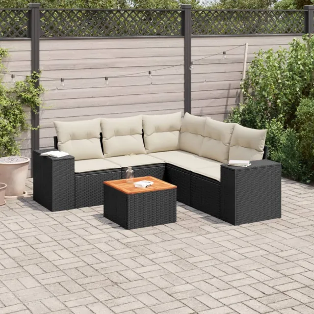 vidaXL Patio Sofa Set 6-zits Black and Cream