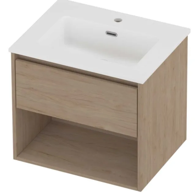 Proline Tribute Badmeubelset Porselein Elegant Met Schap 60x46x54 cm Mat White Ideal Oak Eiken