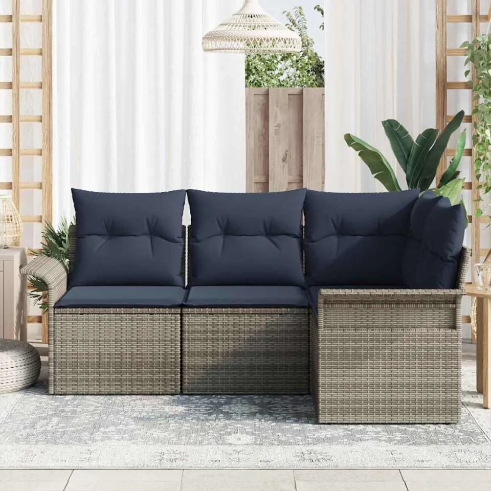 vidaXL Tuin Sofa Set 4 st Grijs poly rattan, foto 3