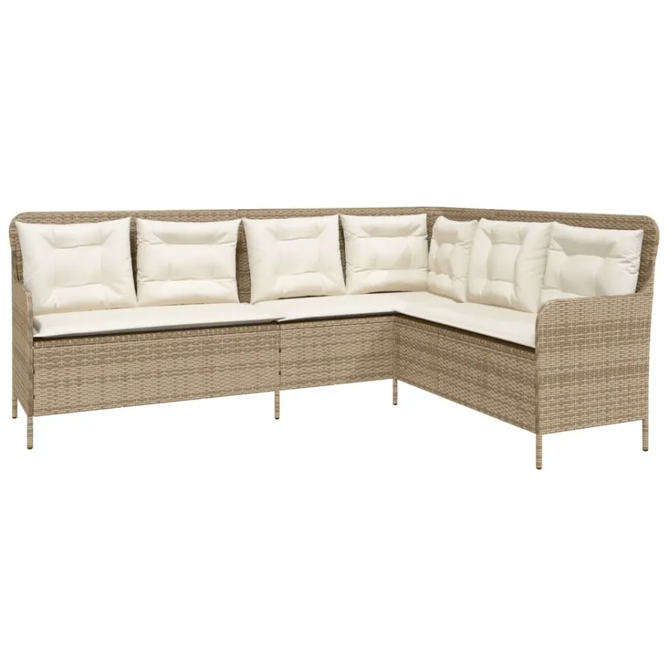 vidaXL 2-delige Loungeset met kussens poly rattan beige