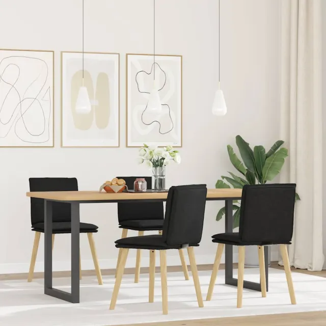 vidaXL Eetkamerstoelen 4 st stof zwart