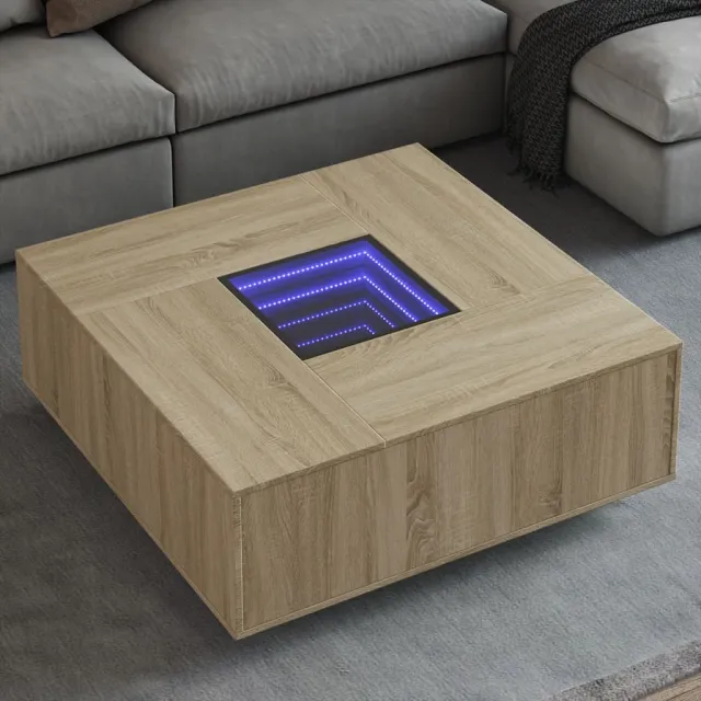 vidaXL Salontafel met Infinity LED 100x100x40 cm sonoma eikenkleurig Bruin