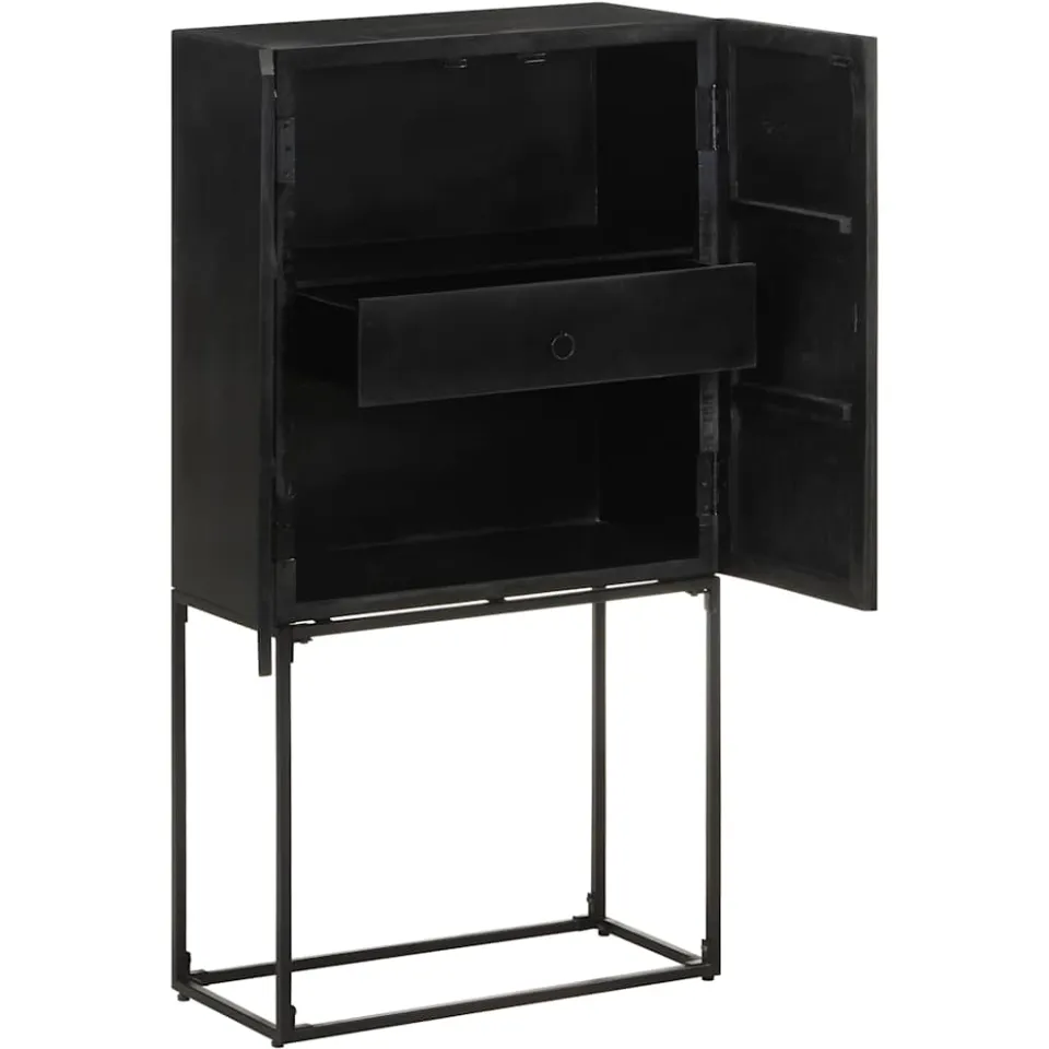vidaXL Dressoir 60x30x120 cm massief acacia- en mangohout zwart, foto 2