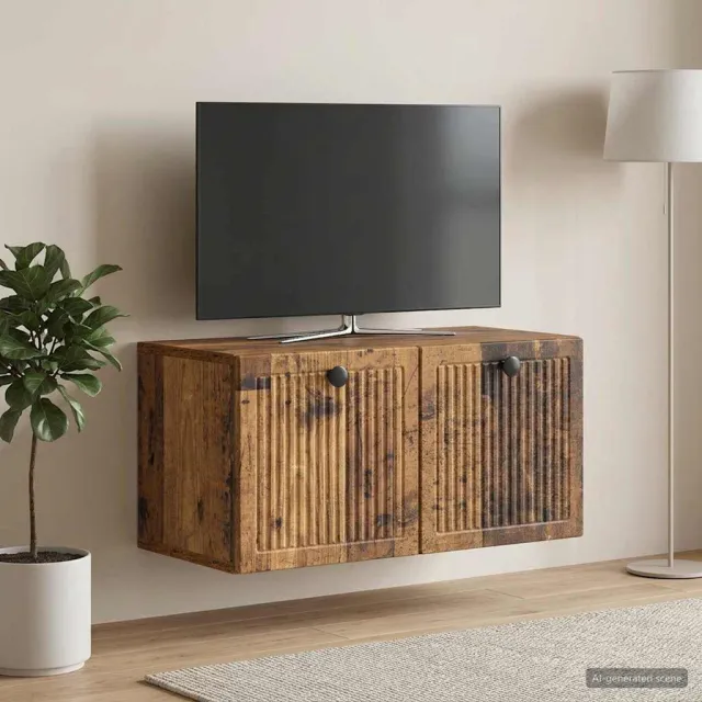 vidaXL Wandbeugel TV-kast 59,5 x 31 x 30 cm Oud hout Bruin