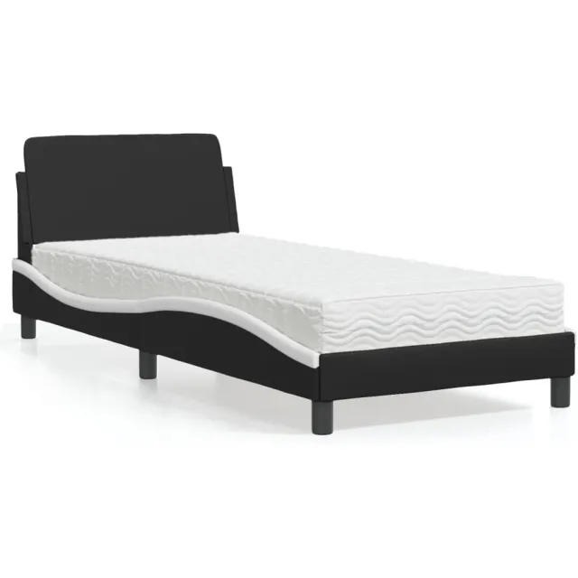 vidaXL Bed met matras "Dover" kunstleer zwart en wit 90x200 cm