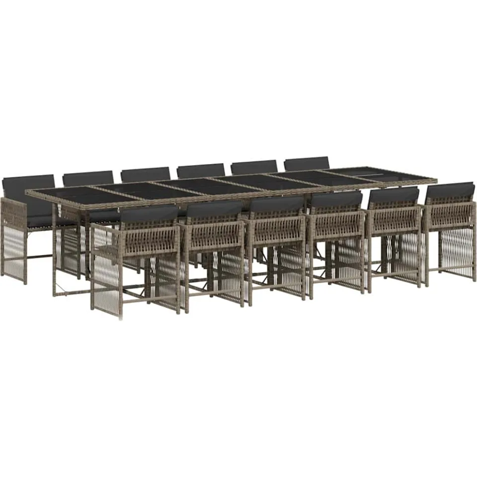 vidaXL 13-delige Tuinset met kussens poly rattan grijs, foto 3