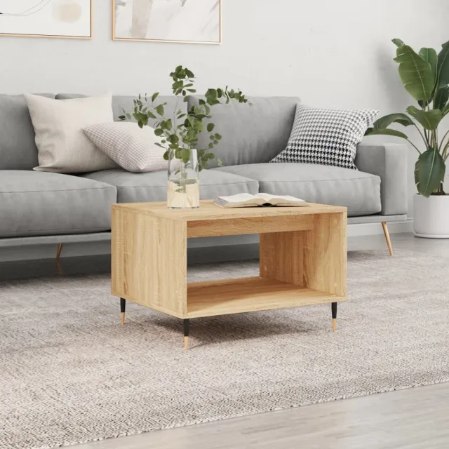 vidaXL Salontafel 60x50x40 cm bewerkt hout sonoma eikenkleurig, foto 2