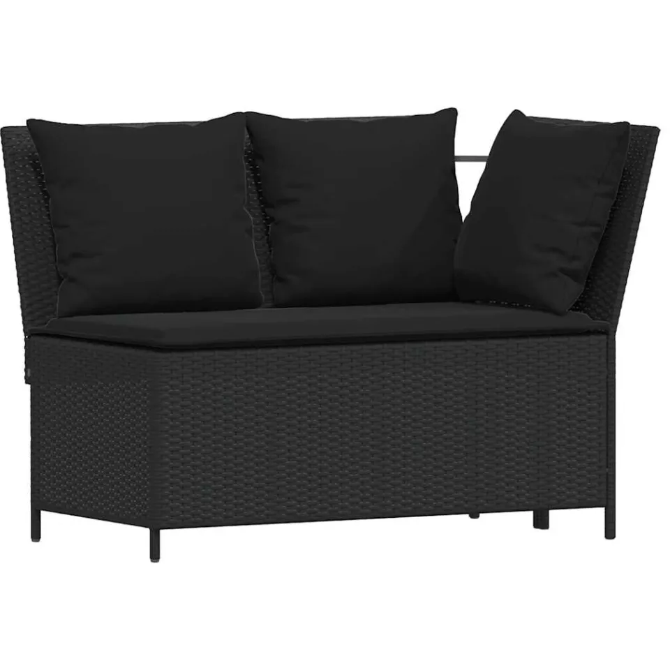 vidaXL 4-delige Tuinset met kussens poly rattan zwart, foto 4