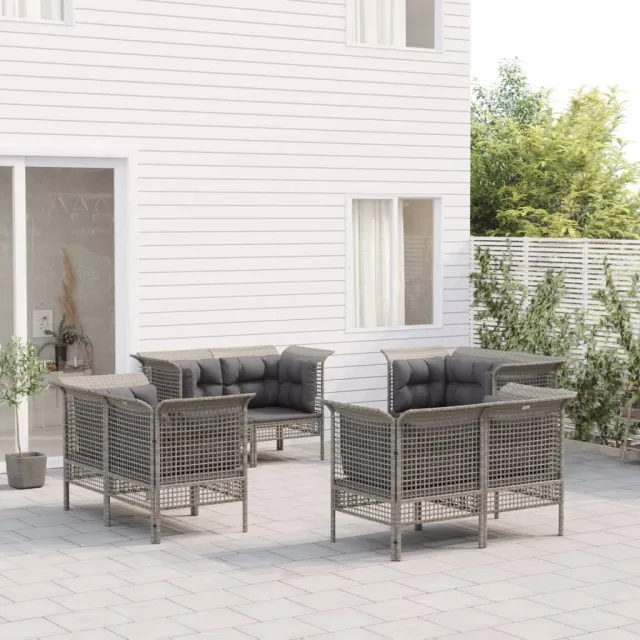 vidaXL 8-delige Loungeset met kussens poly rattan grijs, foto 2