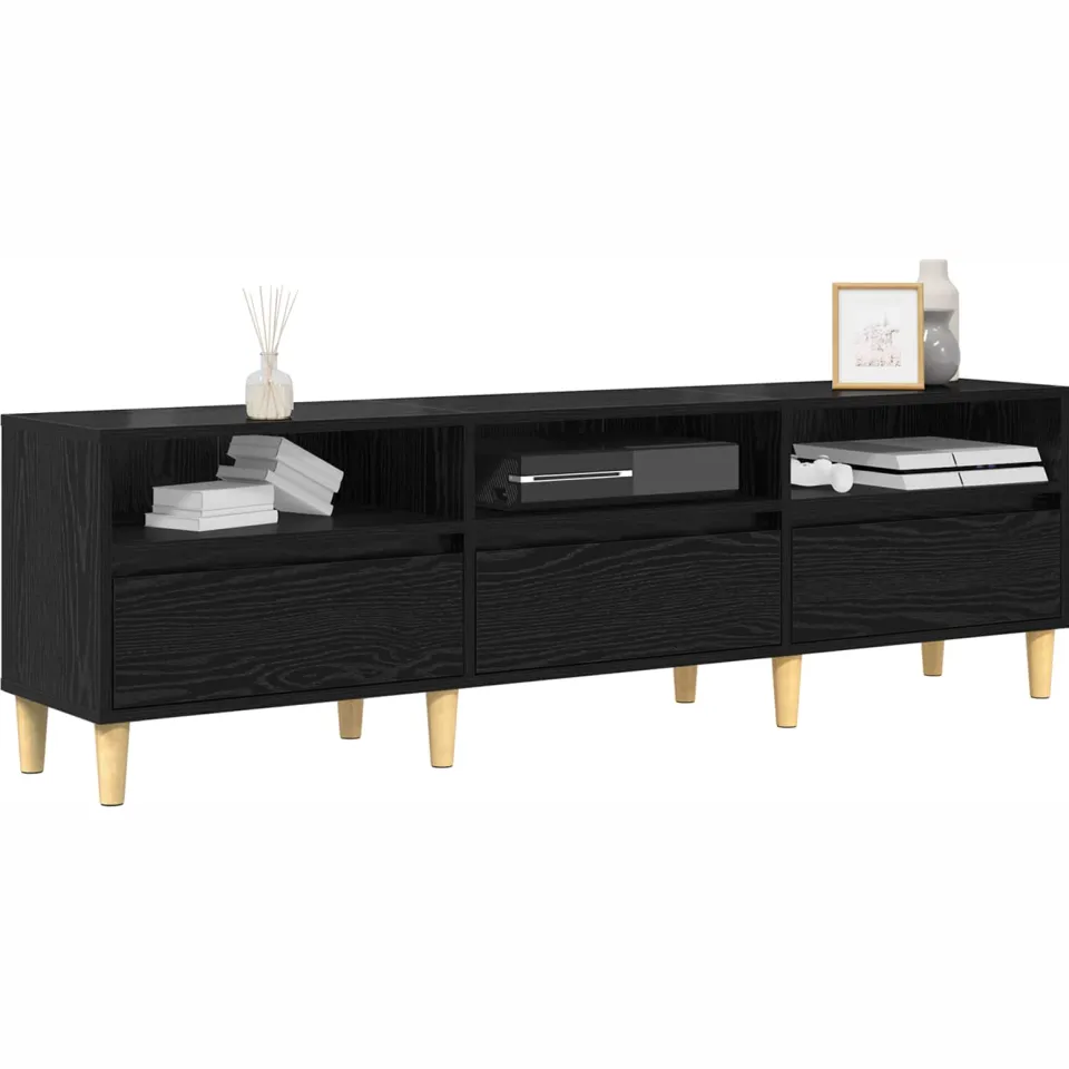 vidaXL TV-kast 150 x 30 x 45 cm Zwart Eiken Bewerkt hout