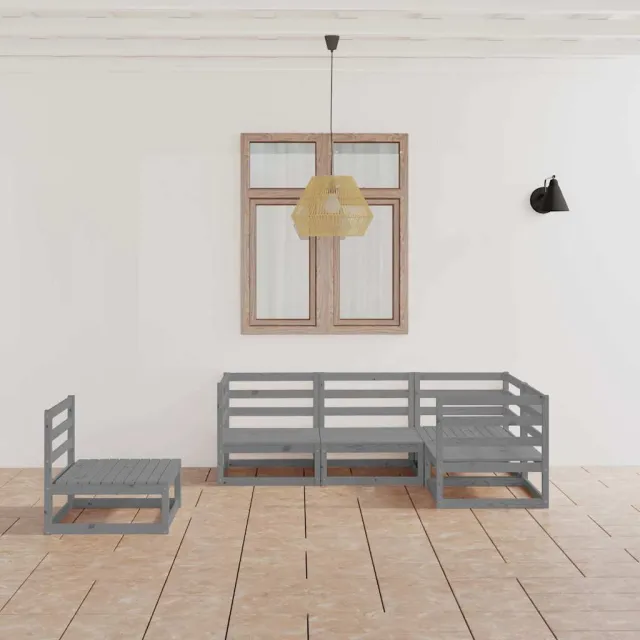 vidaXL 5-delige Loungeset massief grenenhout grijs, foto 2
