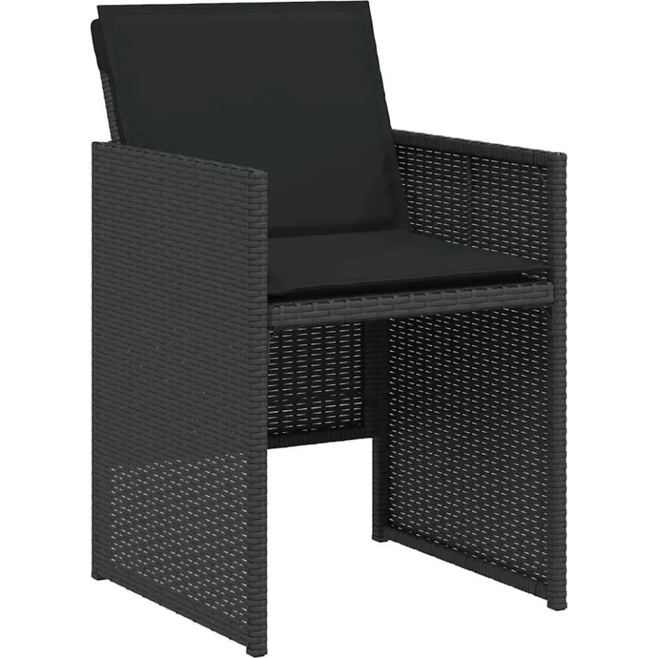 vidaXL 3-delige Bistroset met kussens poly rattan zwart, foto 3