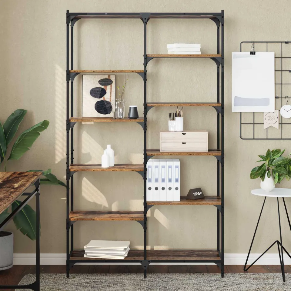 vidaXL Boekenkast 9-laags 100 x 32 x 170 cm Bewerkt hout Oud hout bruin, foto 3