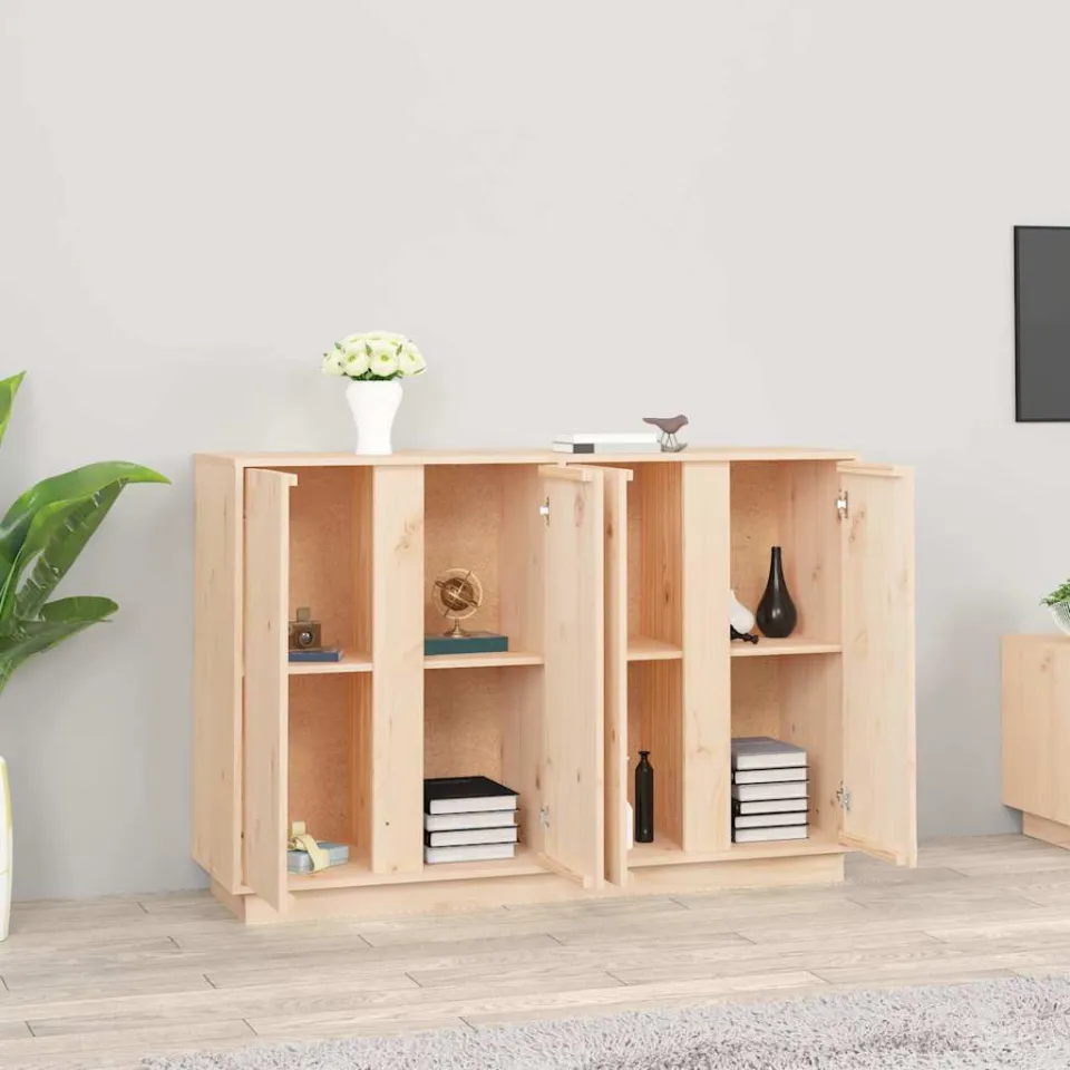 vidaXL Dressoir 120x35x80 cm massief grenenhout bruin, foto 3