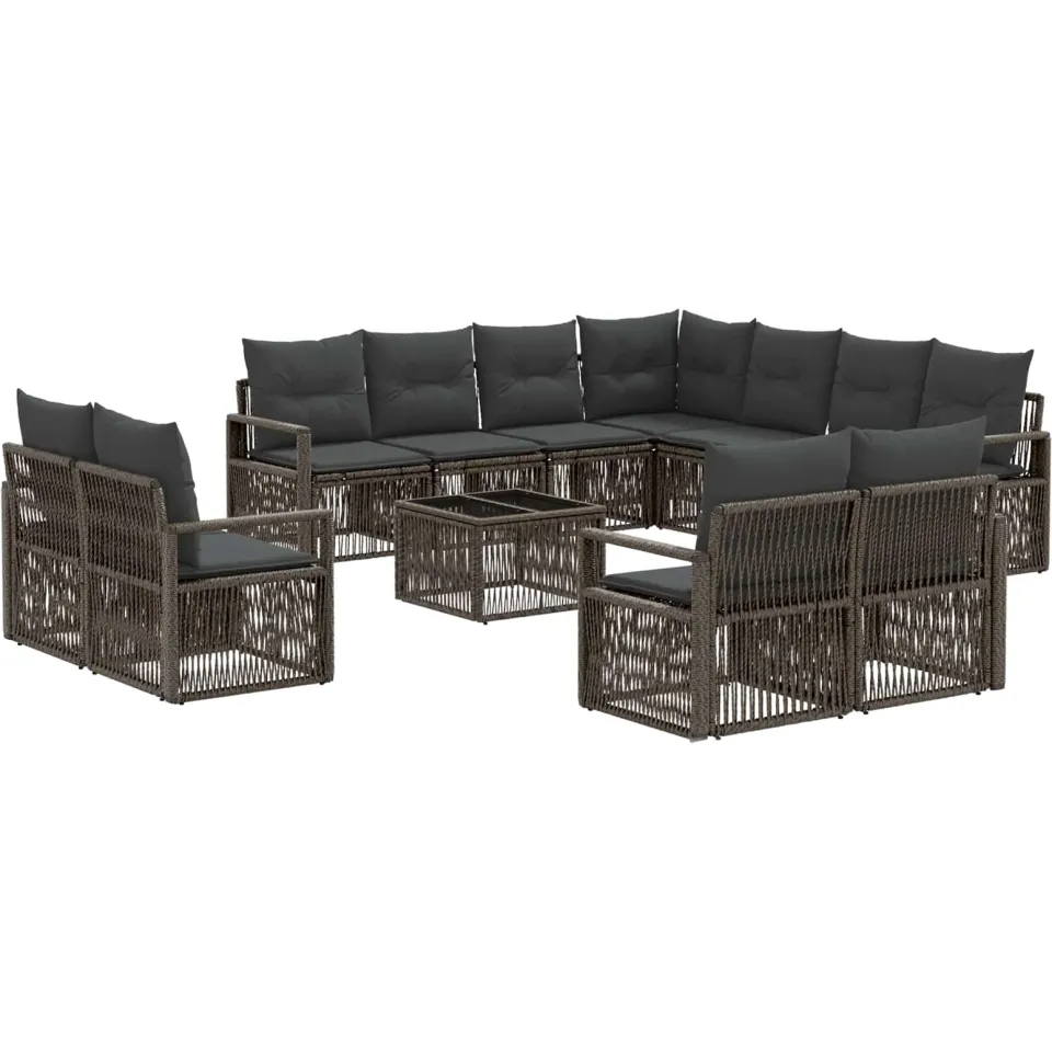 vidaXL Tuinbankenset 12 st Grijs poly rattan, foto 3