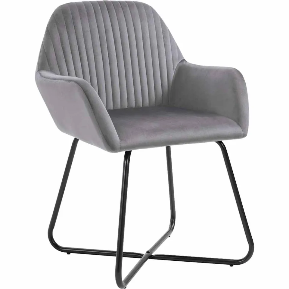 vidaXL Eetkamerstoelen 2 st fluweel grijs, foto 2