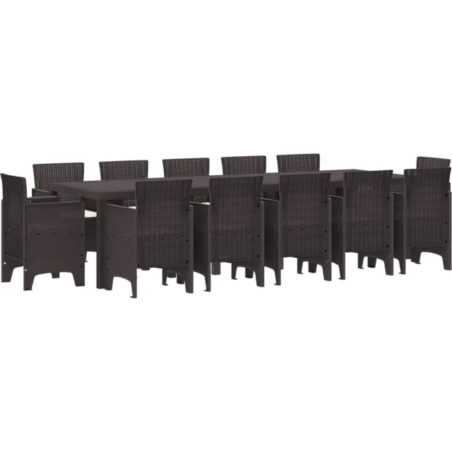 vidaXL Tuin Eetset 13 st Bruin Rattan