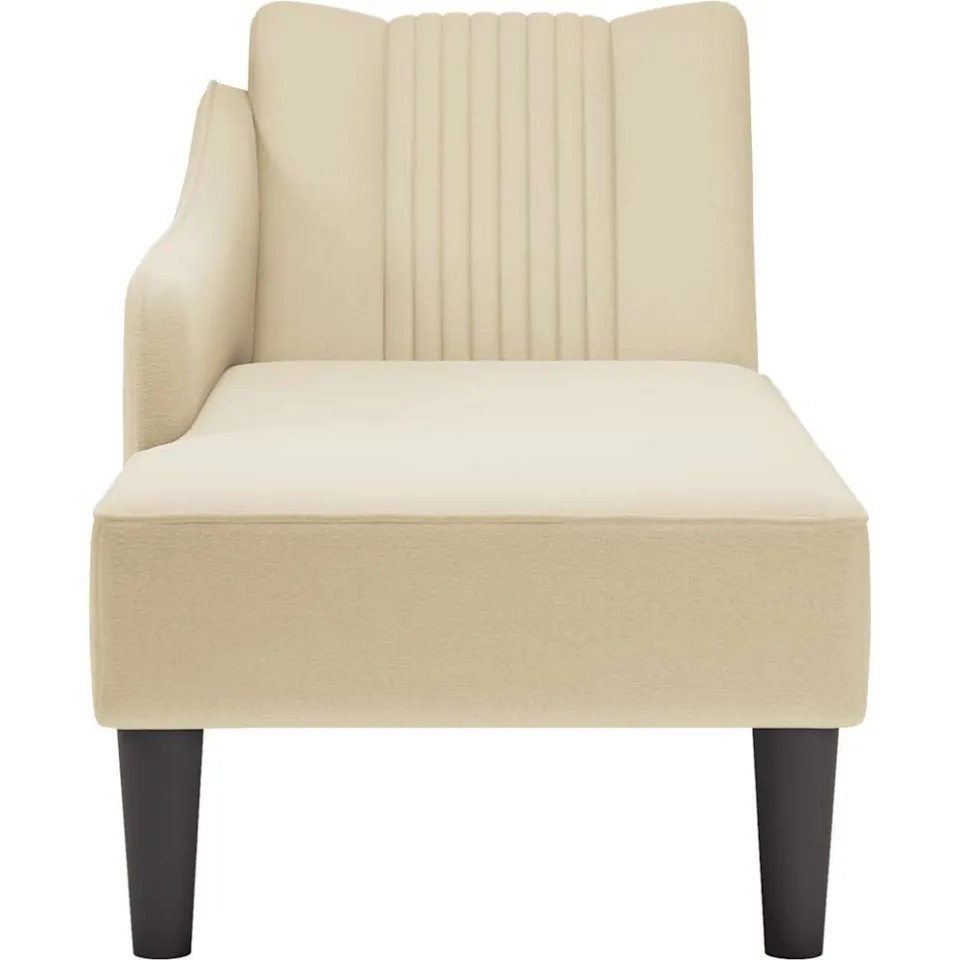 vidaXL Chaise longue met rechterarmleuning stof crèmekleurig