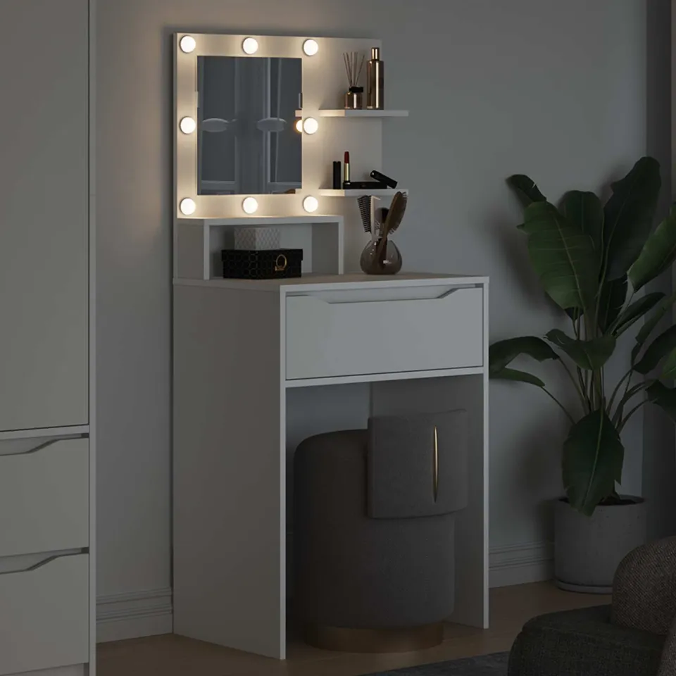 vidaXL Slaapkamer Kaptafels Wit 60 x 39,5 x 135 cm Bewerkt hout, foto 3
