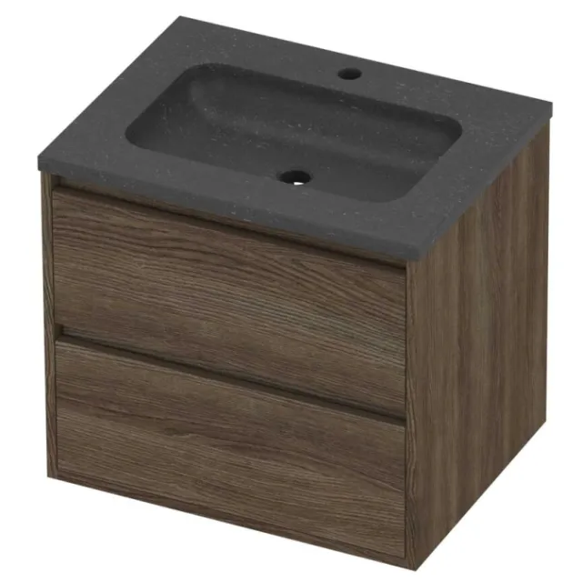 Proline Rollo Badmeubelset Hardsteen Elegant 1 Kraangat Greeploos 60x46x54 cm Blue Stone Vital Oak Eiken